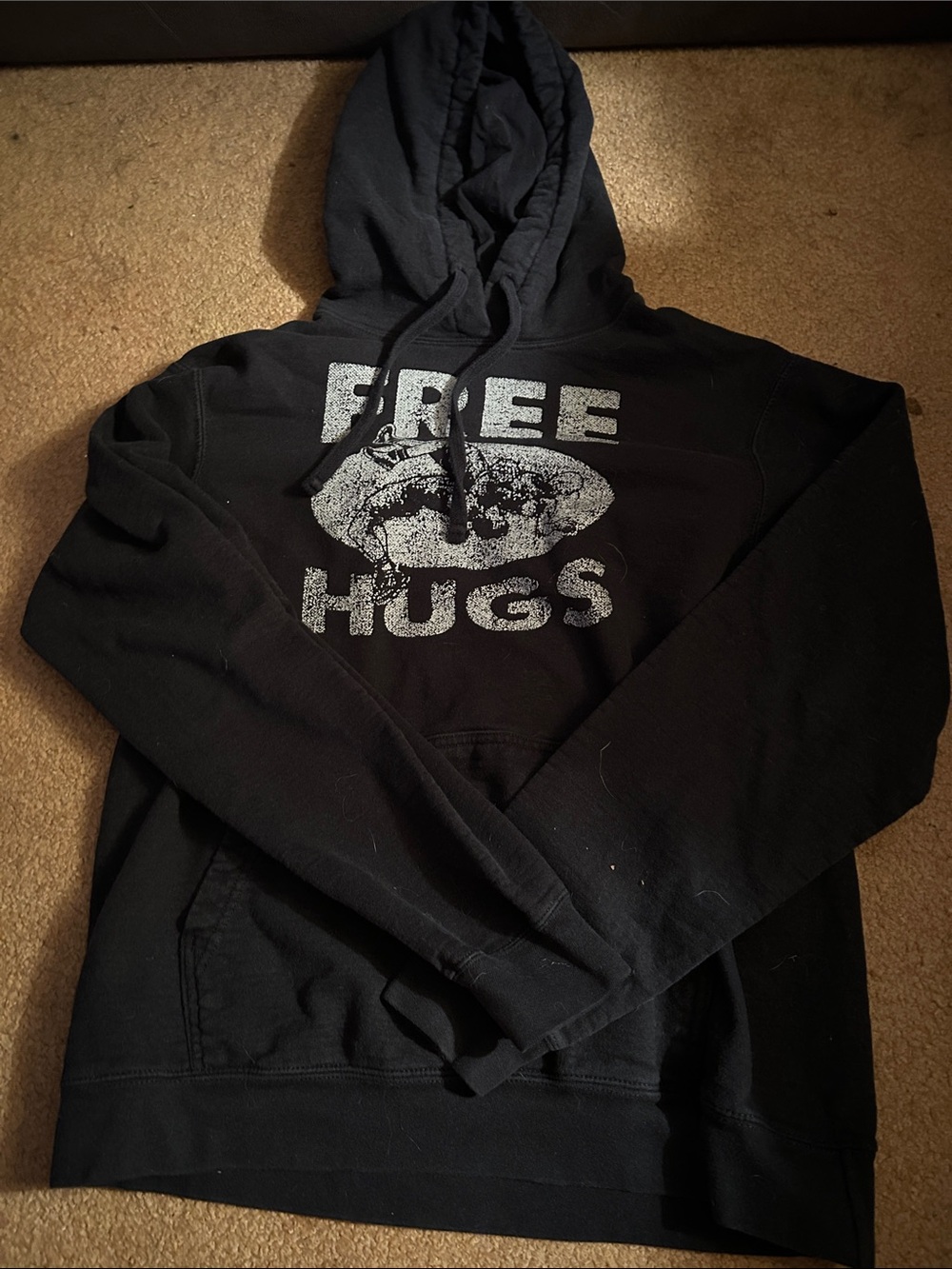 Black "Free Hugs" Graphic Hoodie